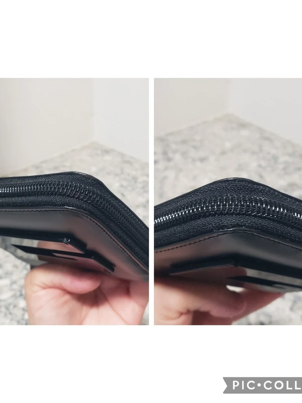 Gucci Tom Ford Black Leather Compact Zip-around Glossy Square G Logo Wallet